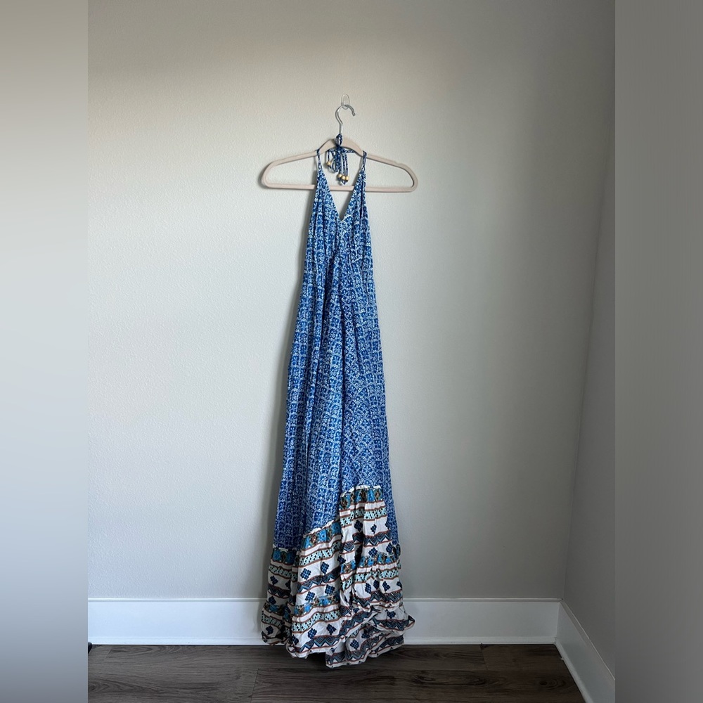 Roller Rabbit Small Blue Maxi Halter Dress